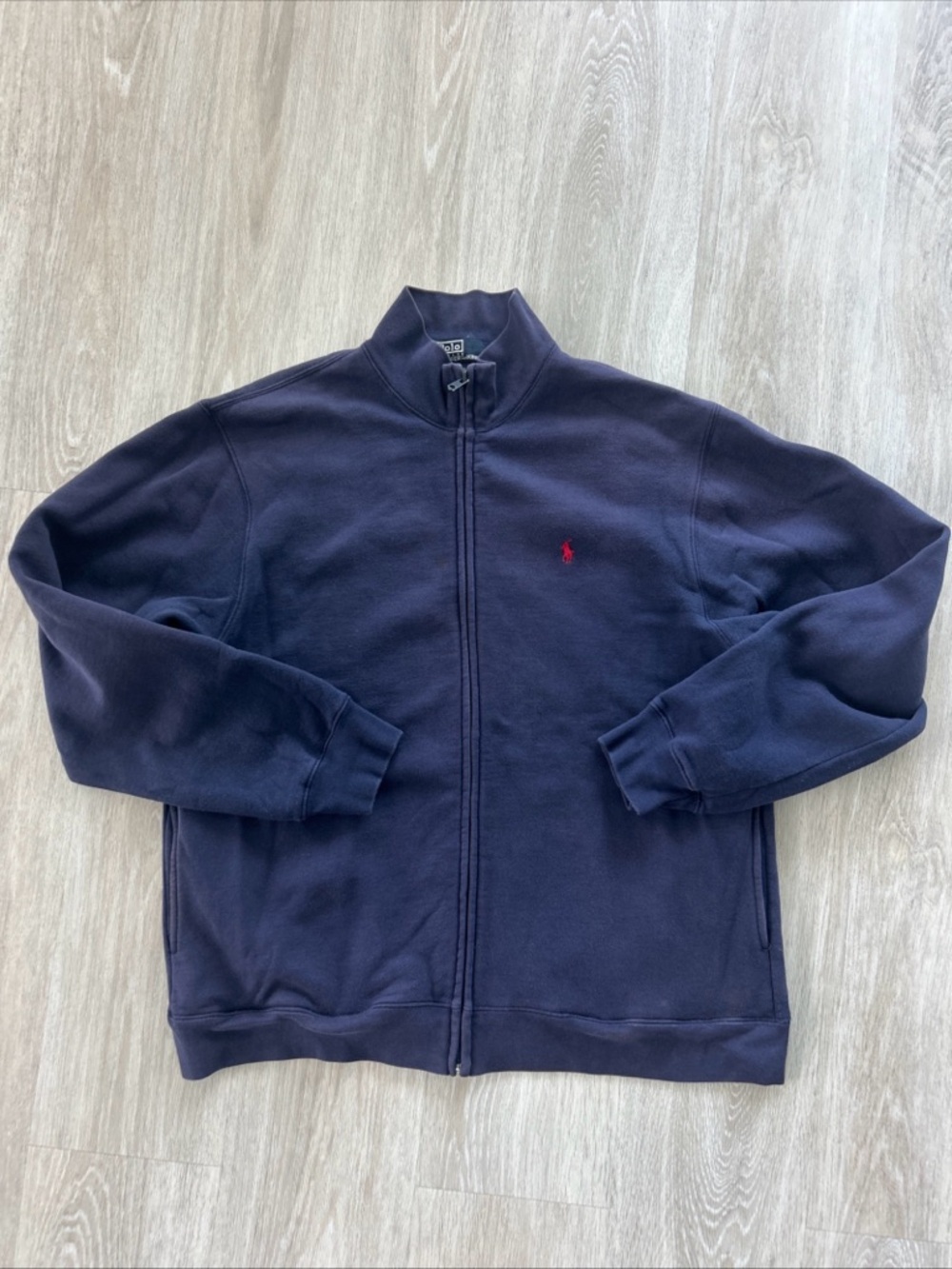 Polo Ralph Lauren Men’s L Navy Full Zip Fleece Jacket Sweatshirt Pockets